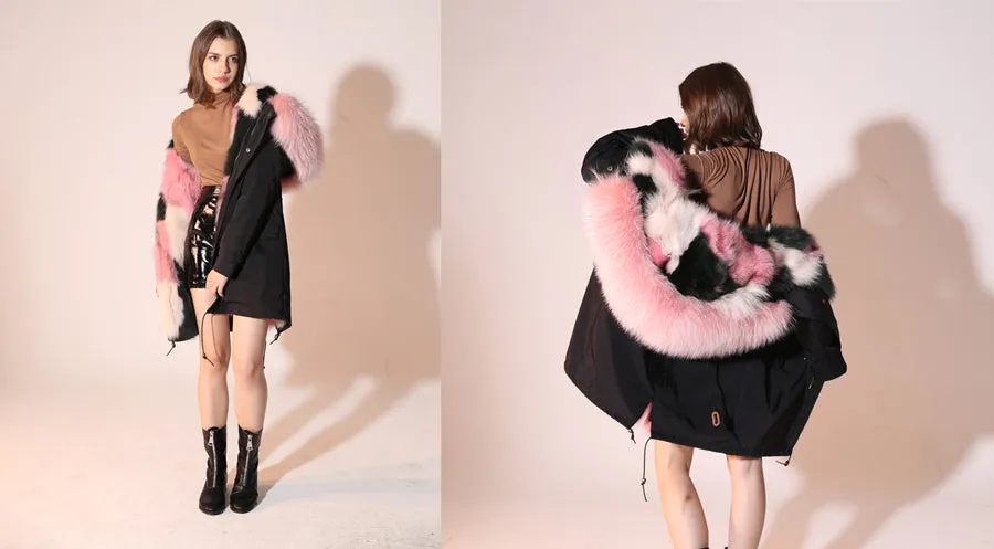 REAL FULL FUR PARKA AND LINER LONG WATERPROOF COATS (MULTI-COLORS)