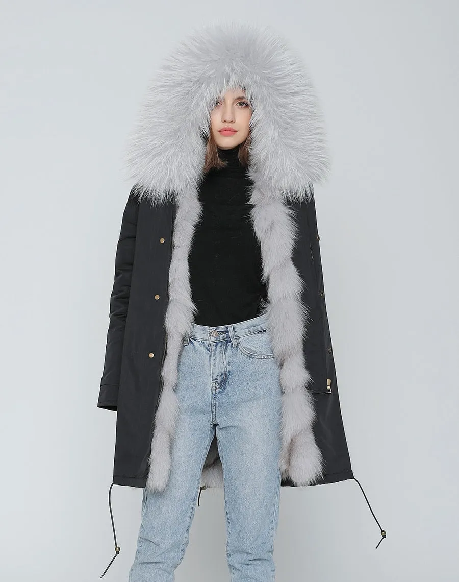 REAL FULL FUR PARKA AND LINER LONG WATERPROOF COATS (MULTI-COLORS)