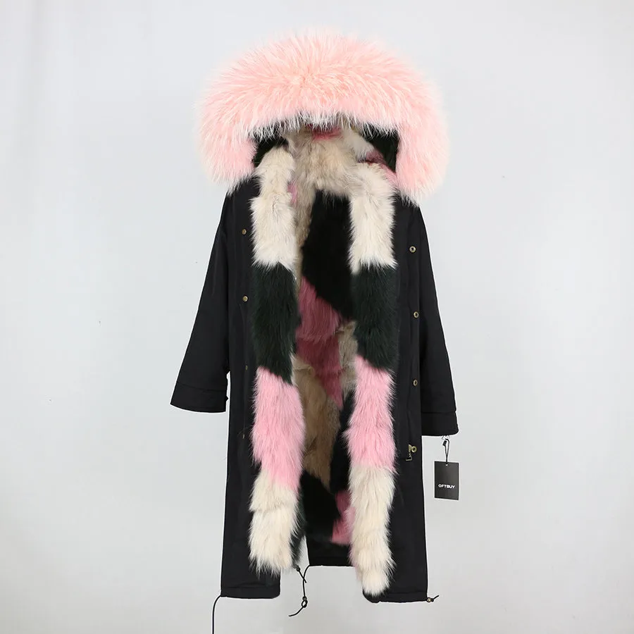 REAL FULL FUR PARKA AND LINER LONG WATERPROOF COATS (MULTI-COLORS)