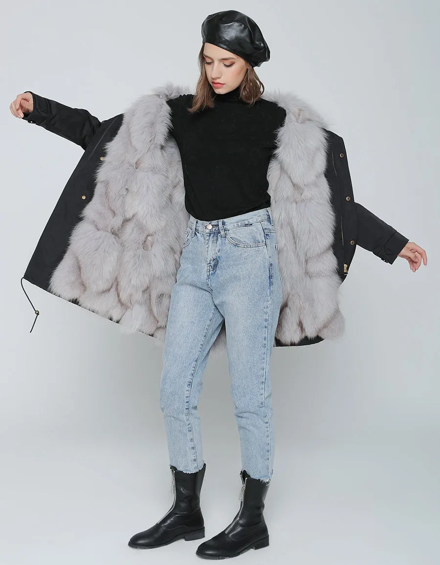 REAL FULL FUR PARKA AND LINER LONG WATERPROOF COATS (MULTI-COLORS)