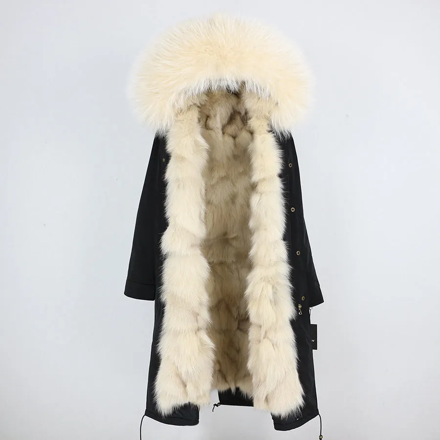 REAL FULL FUR PARKA AND LINER LONG WATERPROOF COATS (MULTI-COLORS)