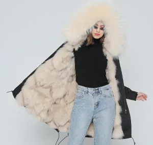 REAL FULL FUR PARKA AND LINER LONG WATERPROOF COATS (MULTI-COLORS)