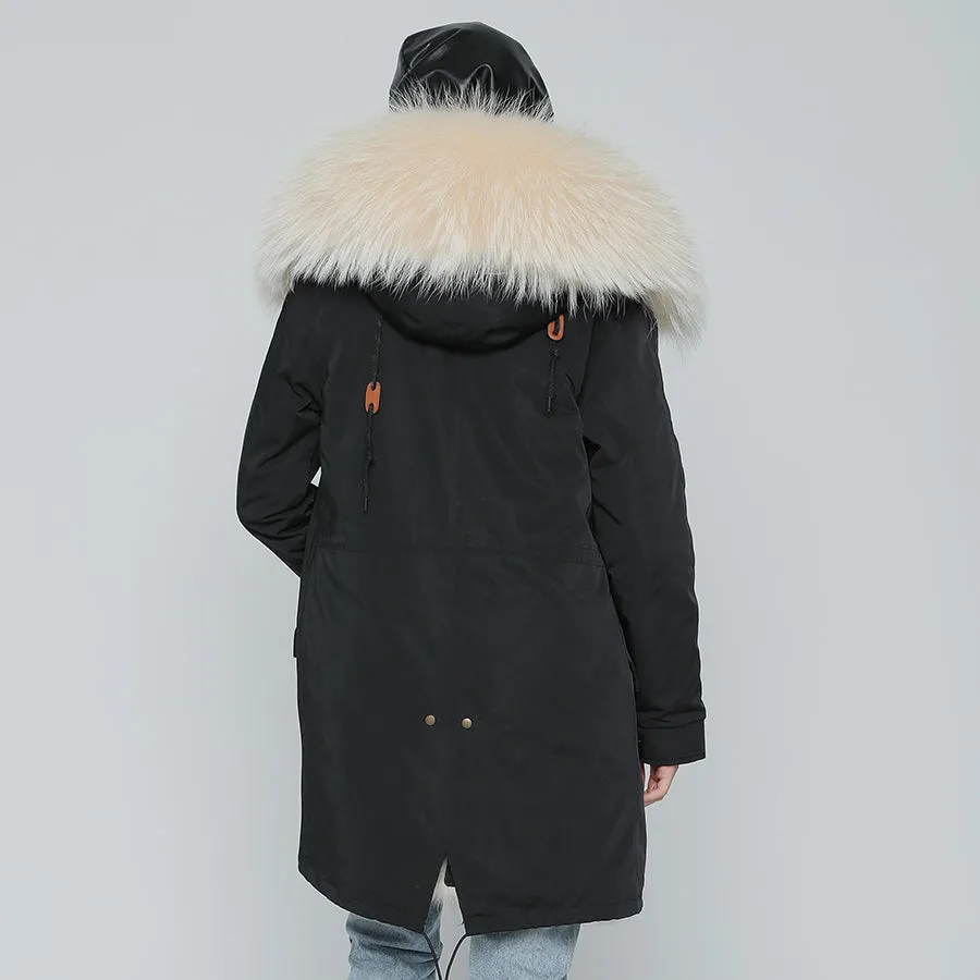 REAL FULL FUR PARKA AND LINER LONG WATERPROOF COATS (MULTI-COLORS)