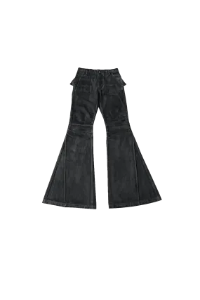 REBEL Hand-painted Waxed Washed Flared Waxed Pants