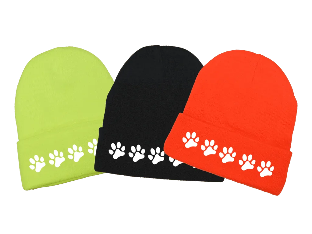 Reflective Knit Beanie - Paws