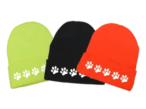 Reflective Knit Beanie - Paws