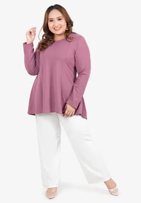 Ribah Demure Flared Top - Yam Purple