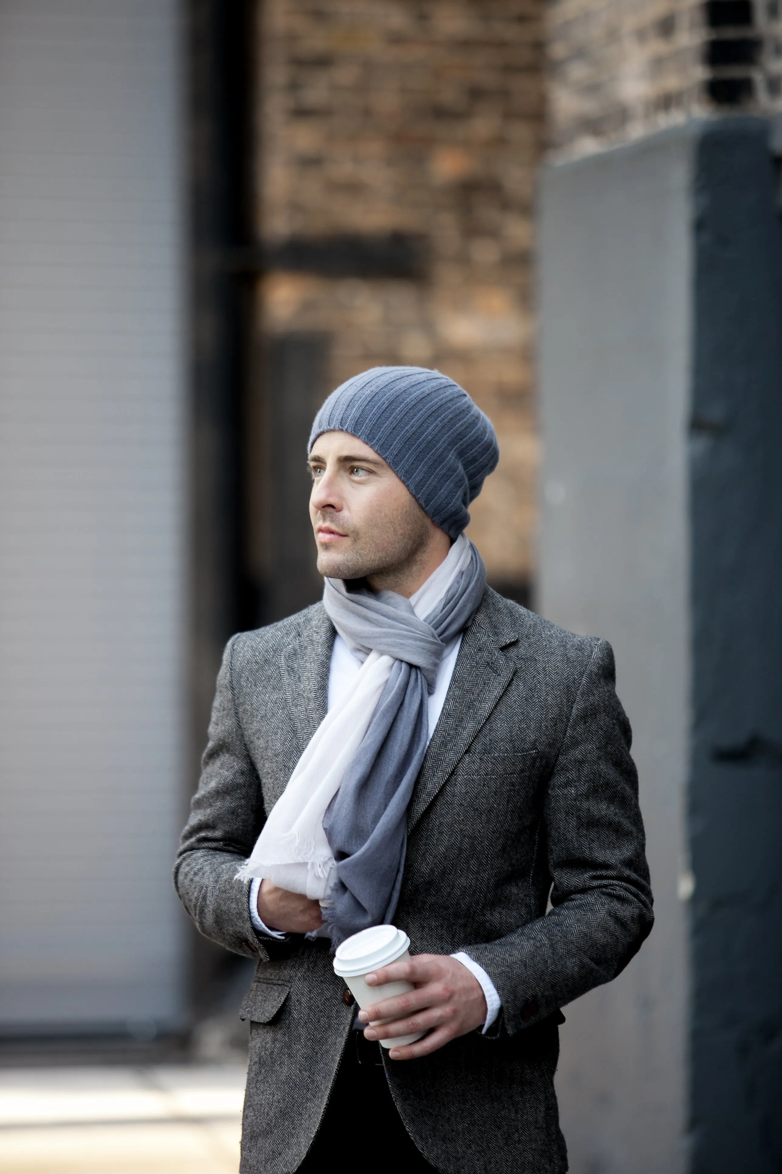 Ribbed Grey Cashmere Hat