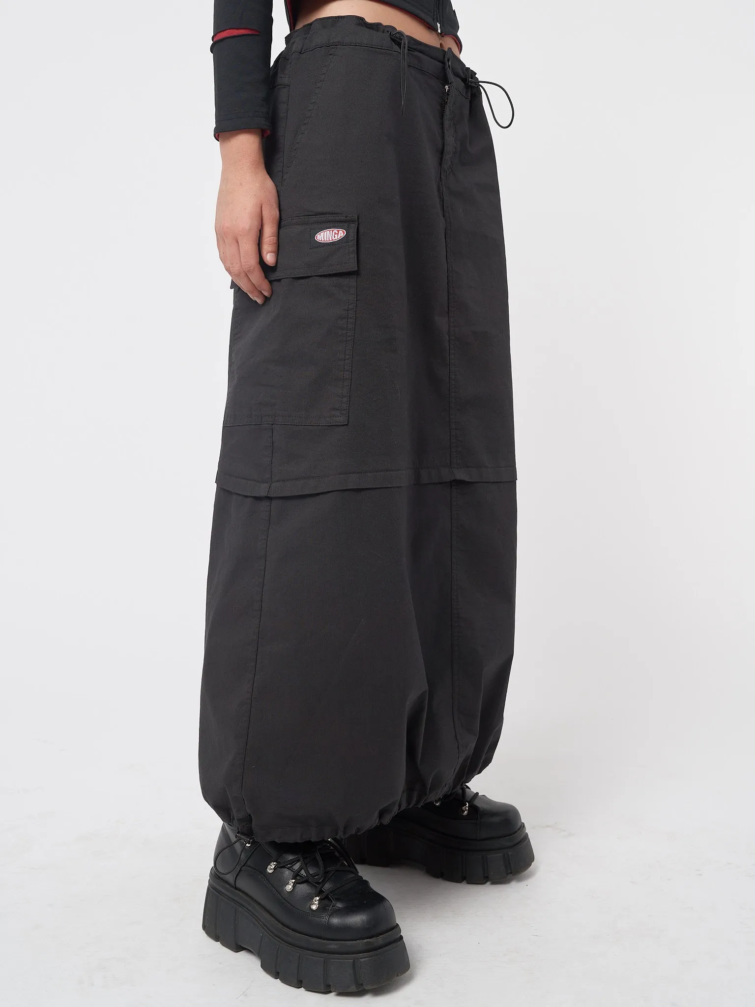 Ruby Black Maxi Tech Cargo Skirt