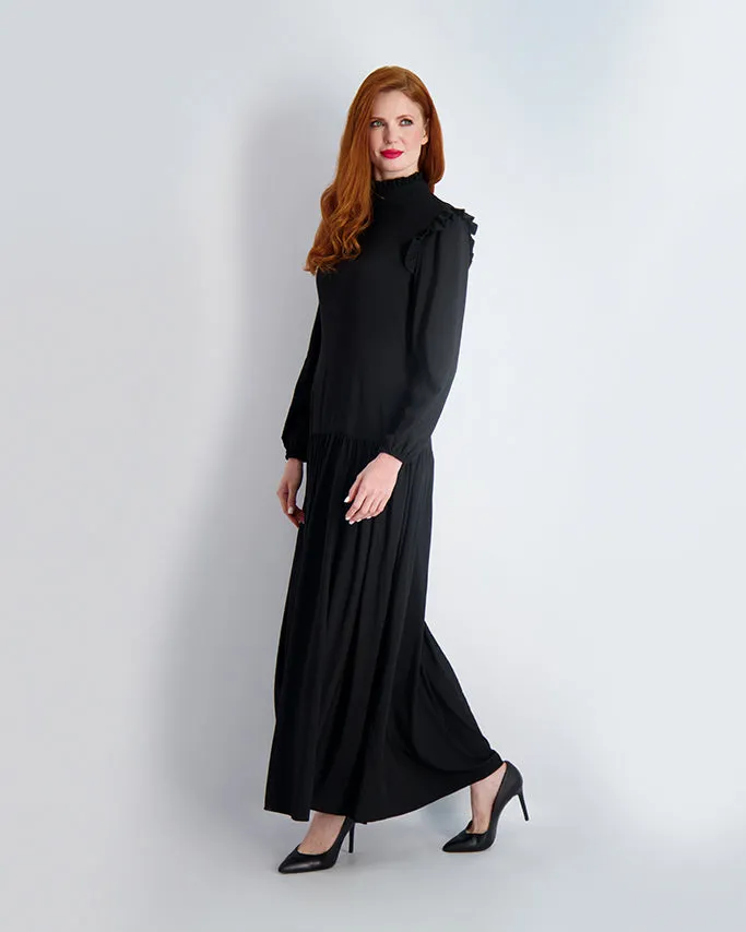 RUFFLE MAXI- BLACK