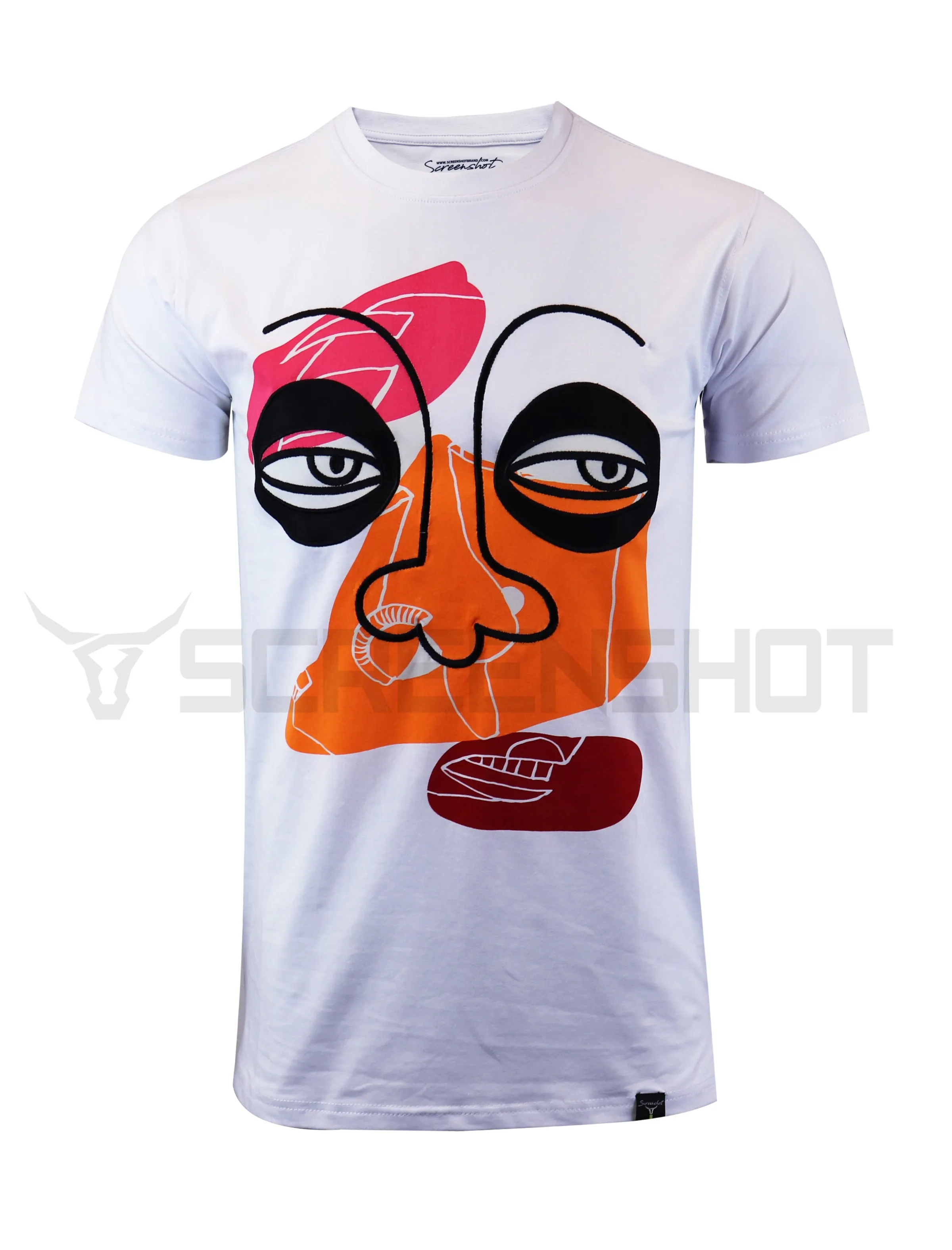 S11014-ART FACE APPLIQUE PREMIUM T-SHIRTS  (WHITE)