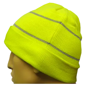 Safety Beanie Hi Vis Cuffed Knit Cap Retroreflective Thread