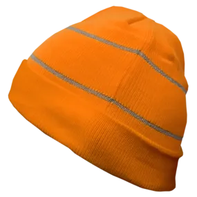 Safety Beanie Hi Vis Orange Cuffed Knit Cap Retroreflective Thread