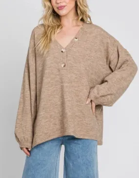 Season Staple Button Detail Oversized Sweater (Assorted Colors)