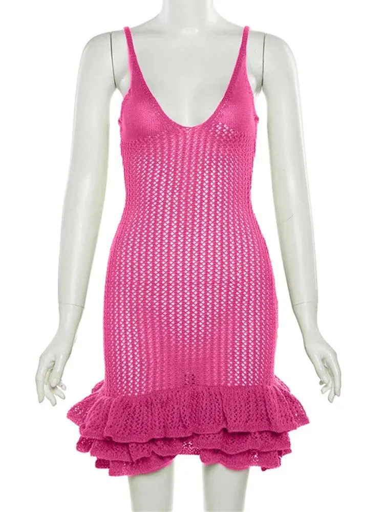 Seductive Hipster Clubwear with Peekaboo Pleats: Bold & Playful Knit Dress