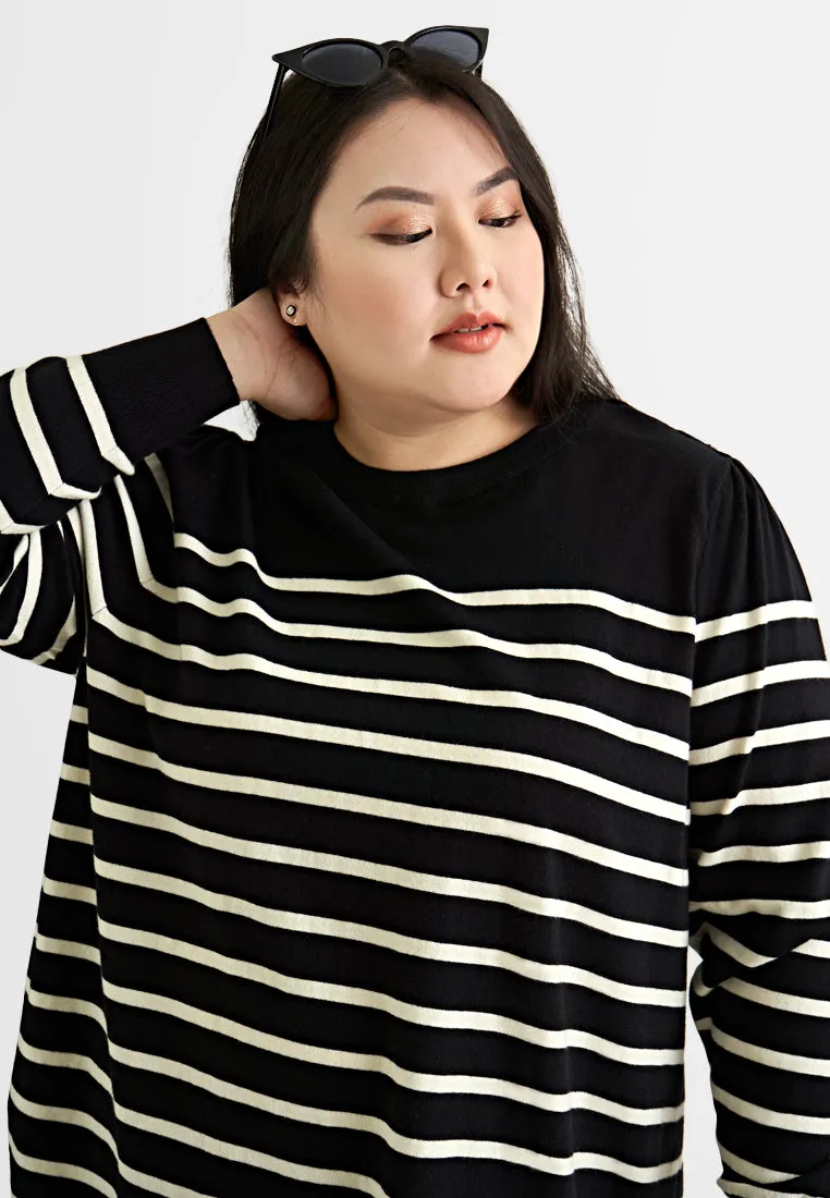 Serenity Stripe Long Sleeve Knit Top (704202)