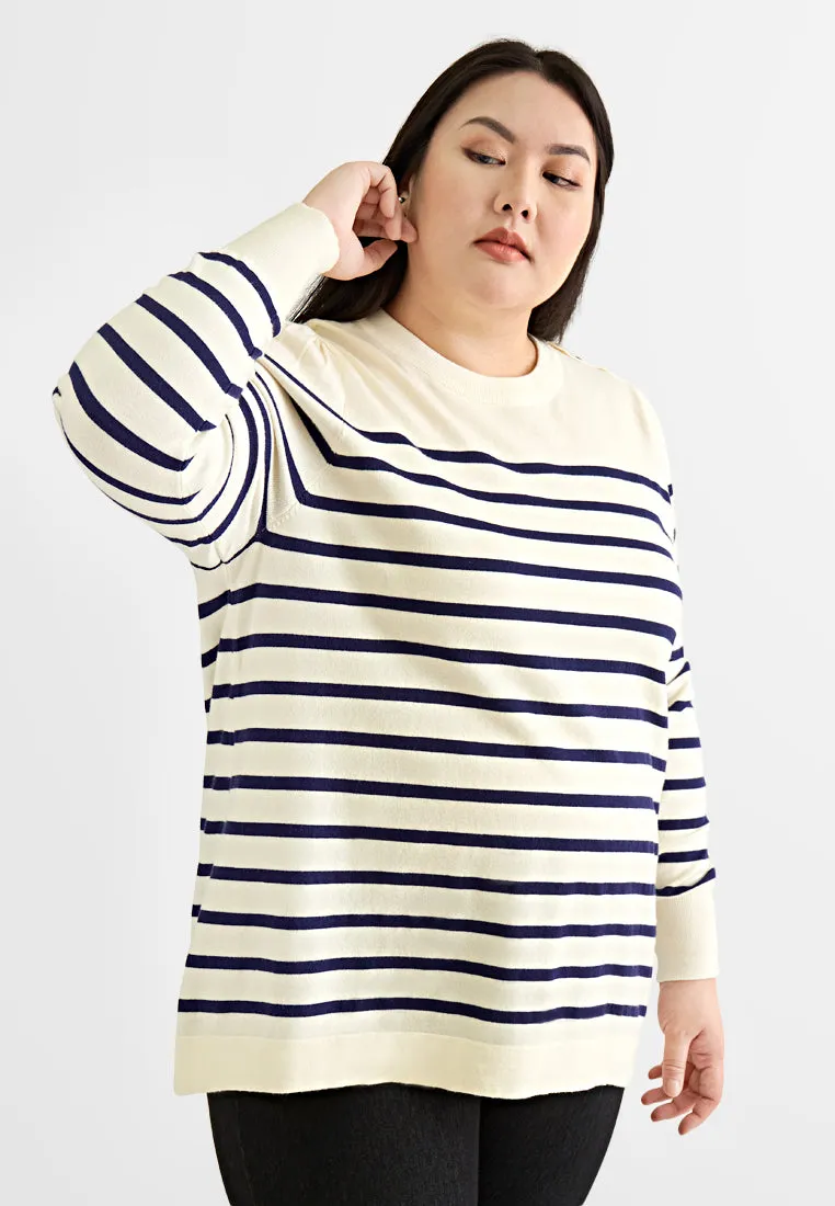 Serenity Stripe Long Sleeve Knit Top (704202)