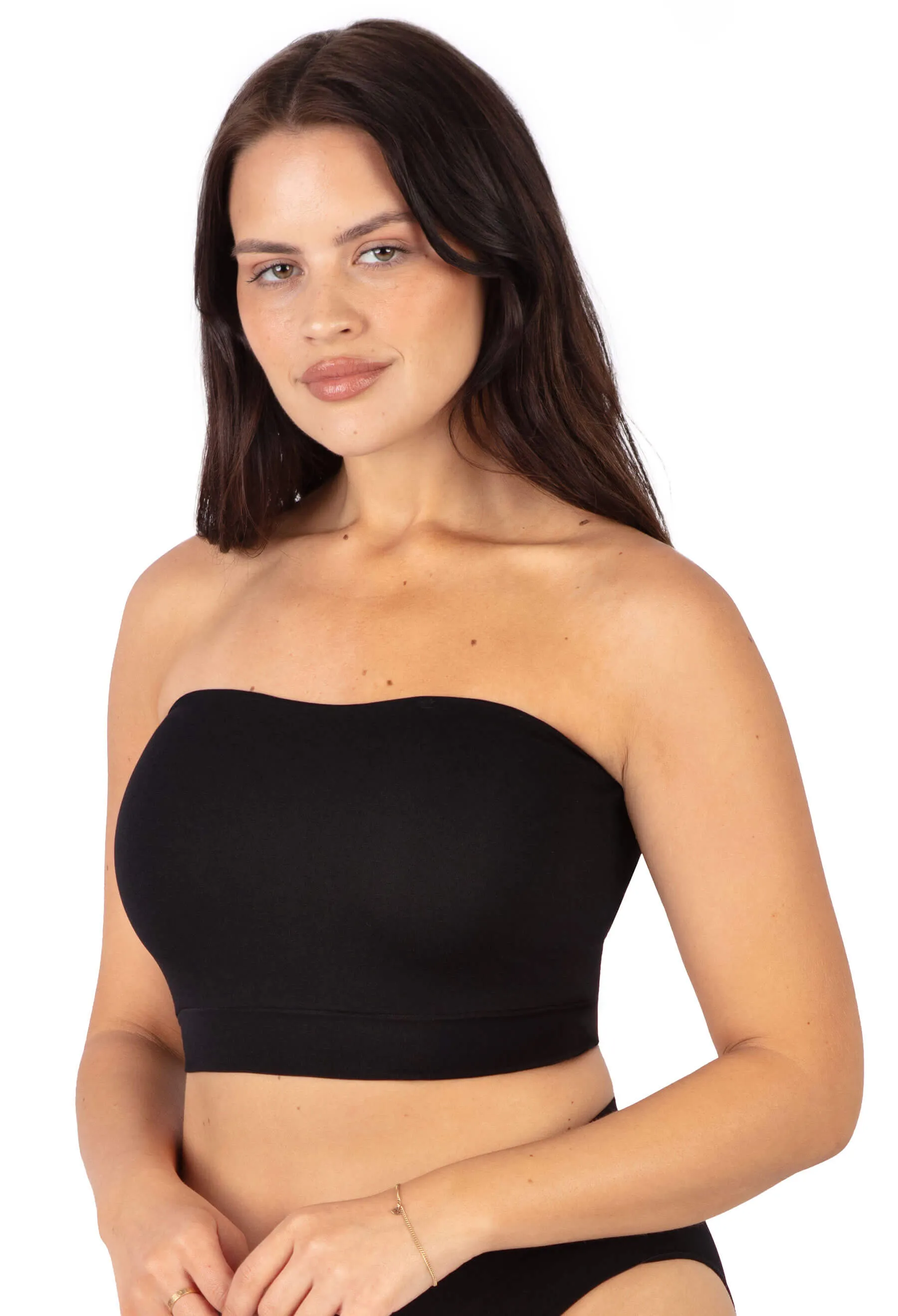 Sleek Bandeau Top with Silicone Bra Pads Set