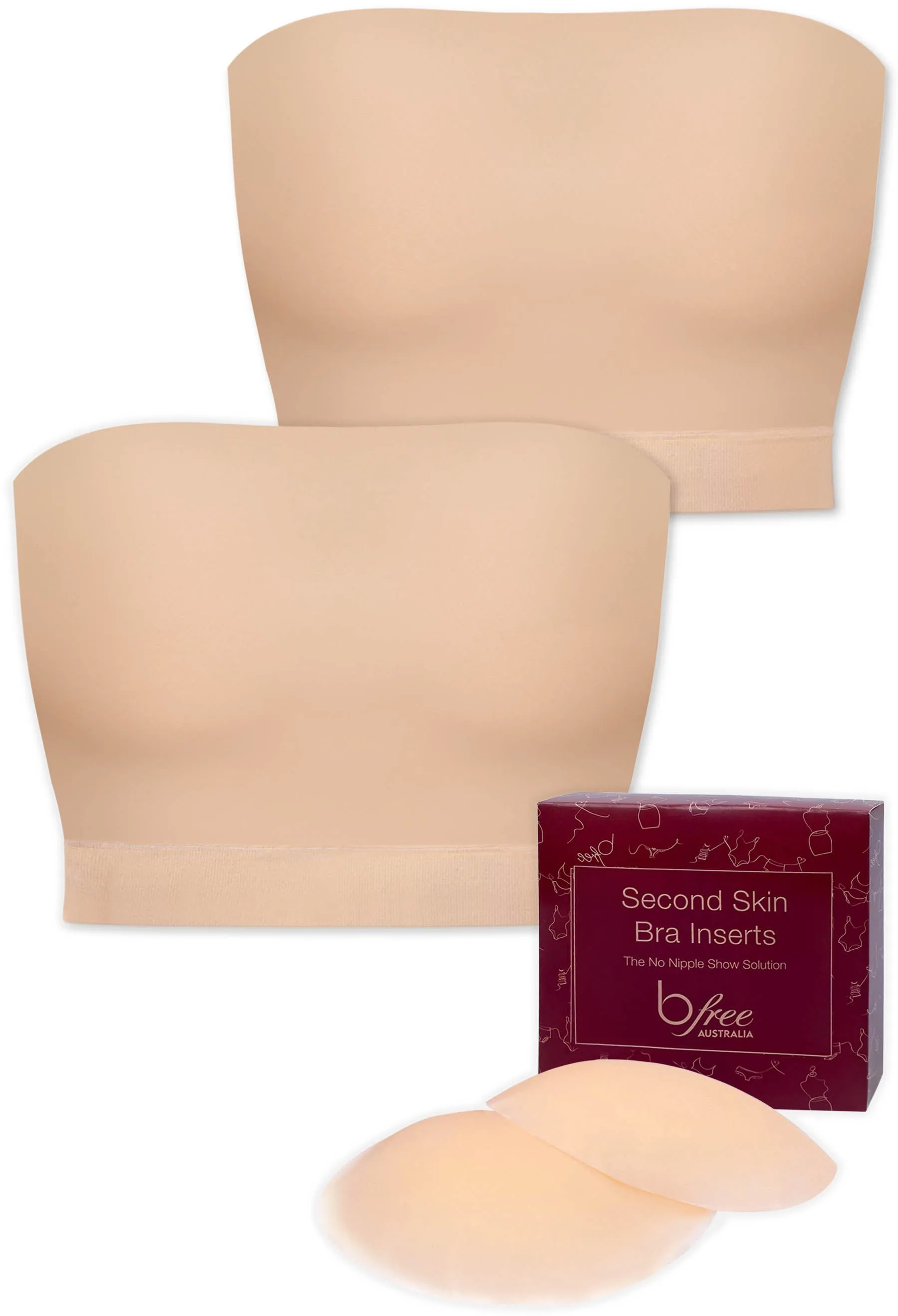 Sleek Bandeau Top with Silicone Bra Pads Set