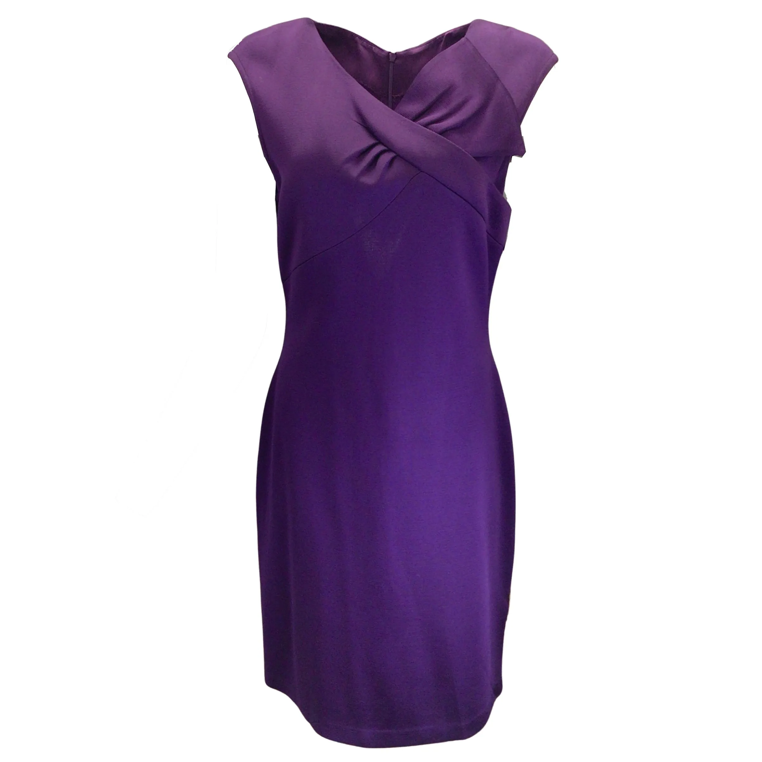 St. John Purple Silk Lined Viscose Knit Midi Dress