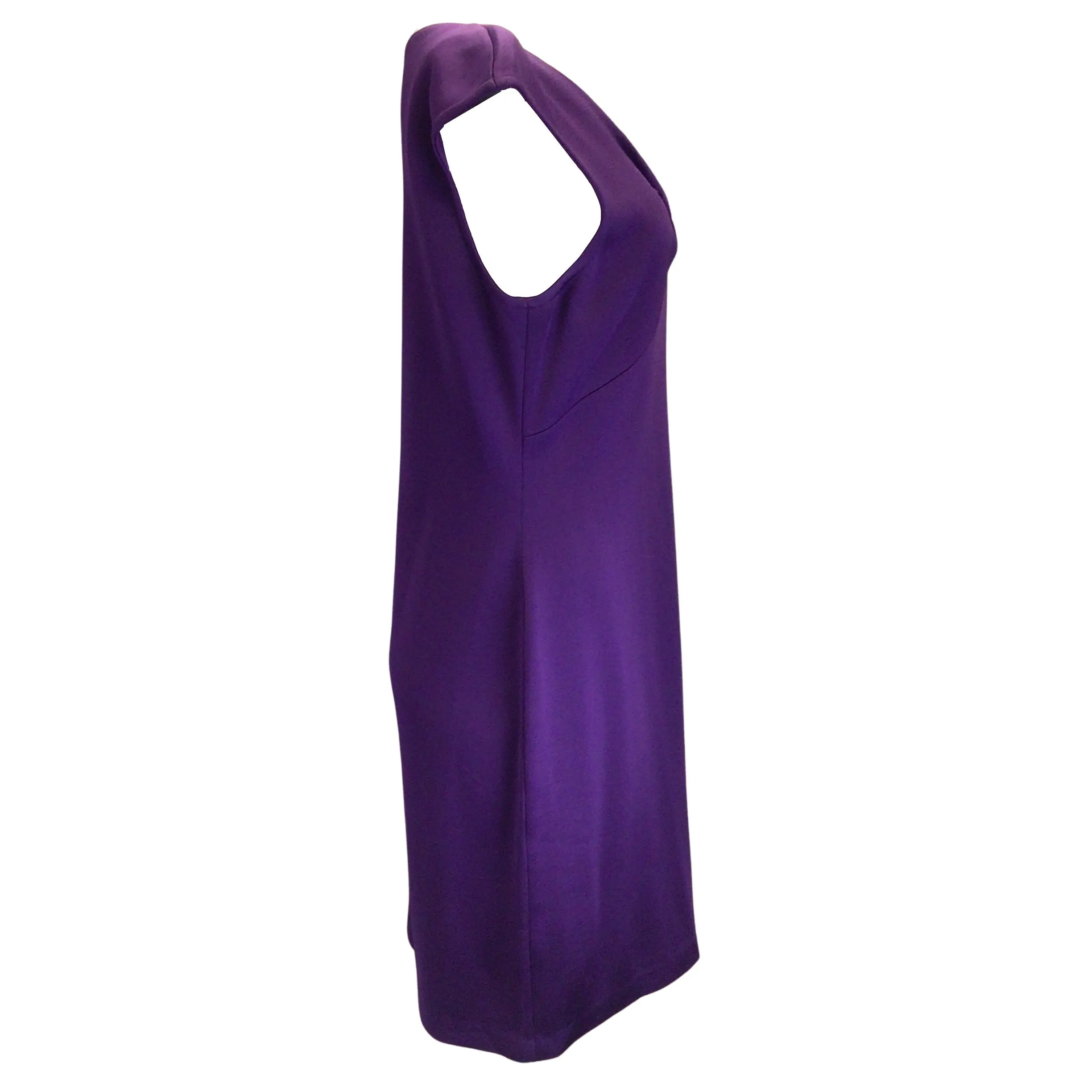 St. John Purple Silk Lined Viscose Knit Midi Dress