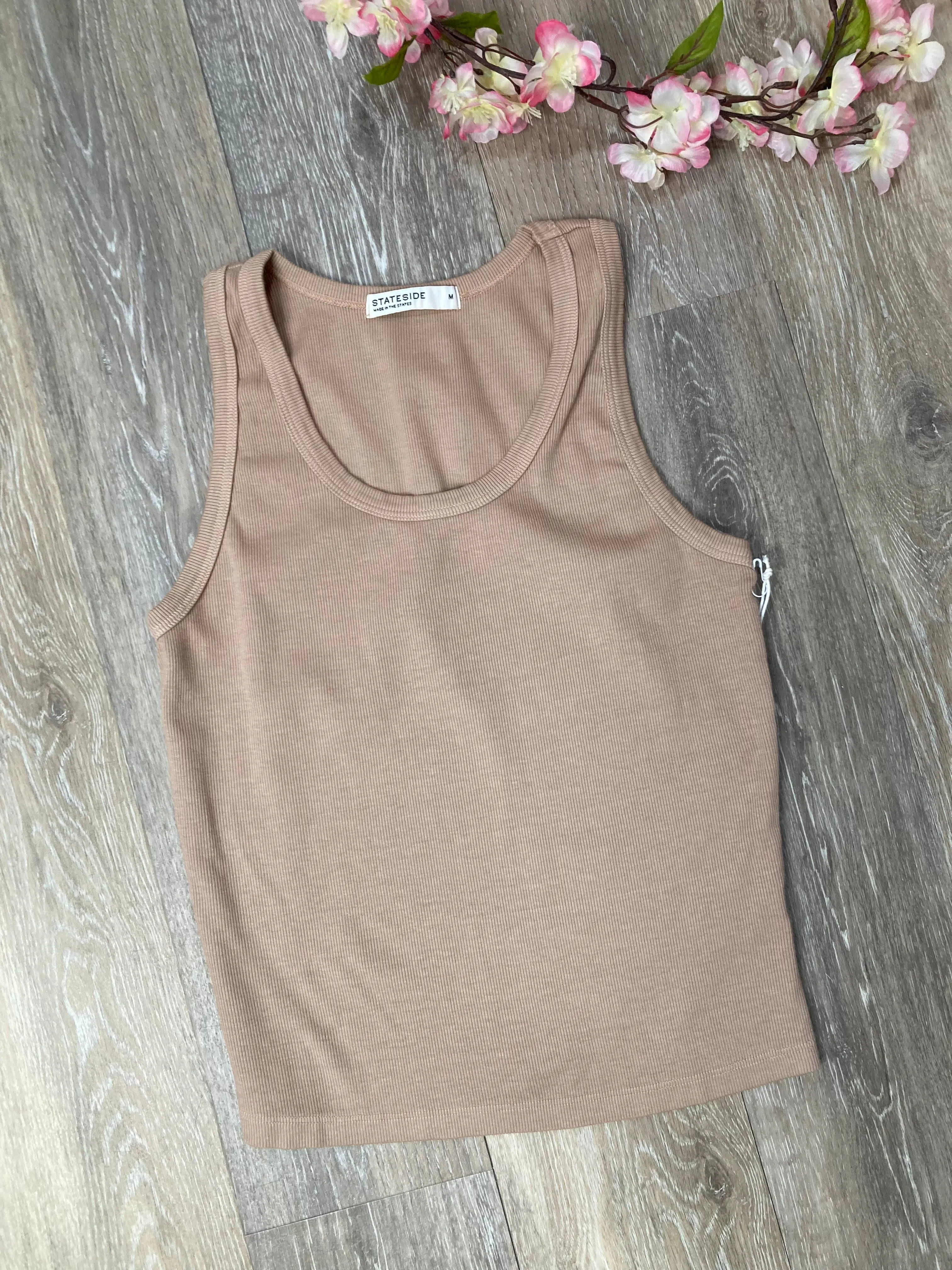 STA Ribbed Classic Tank Almond