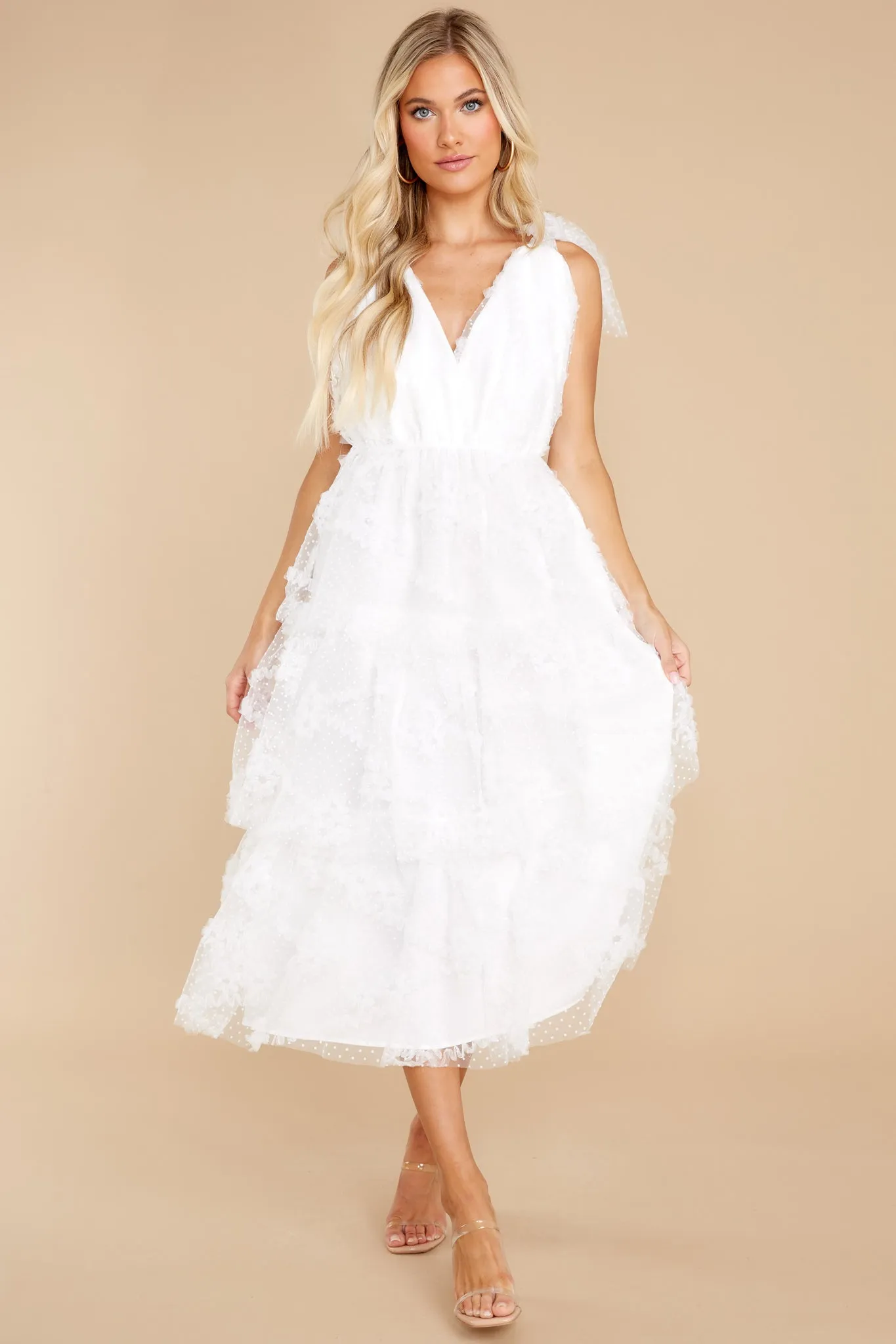 Stolen Glances White Midi Dress