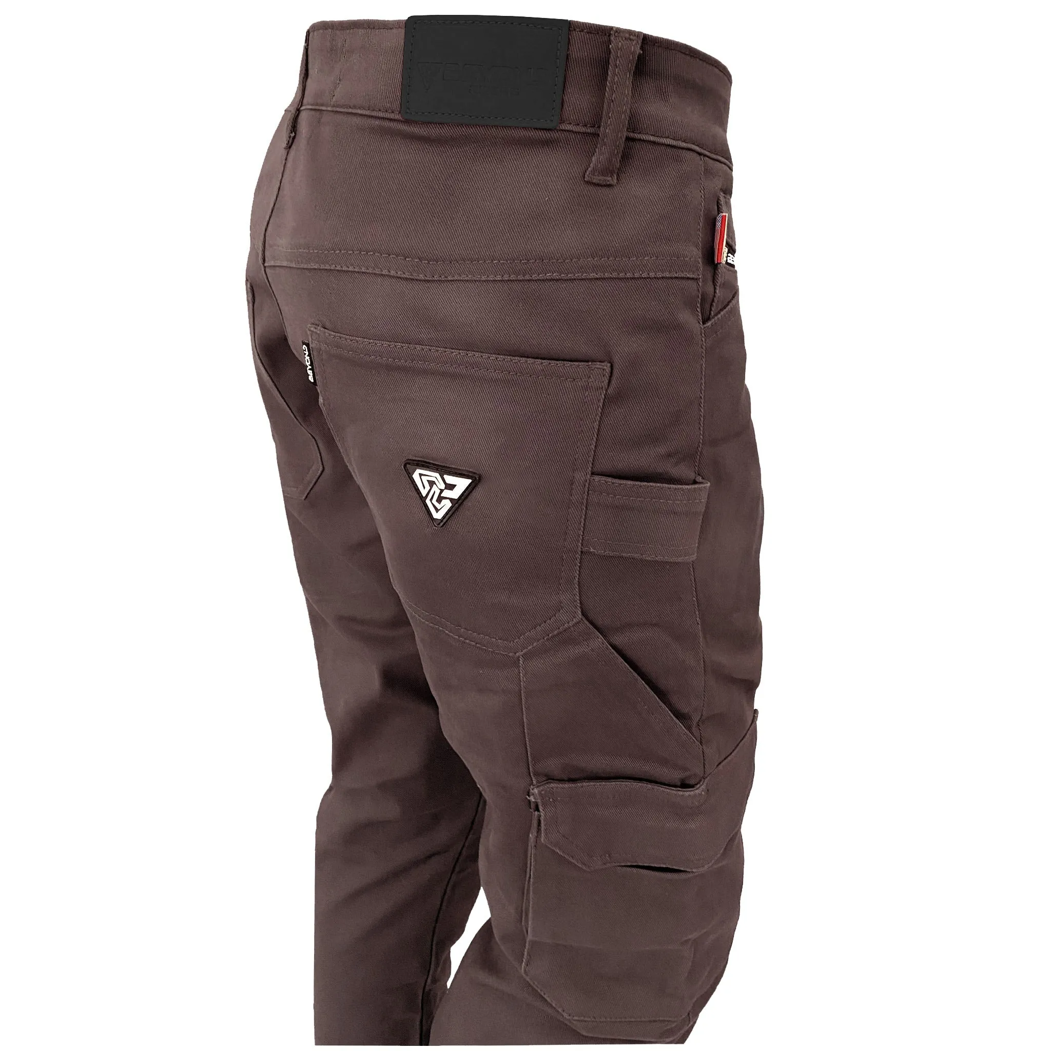 Straight Leg Cargo Pants - Dark Coffee with Pads