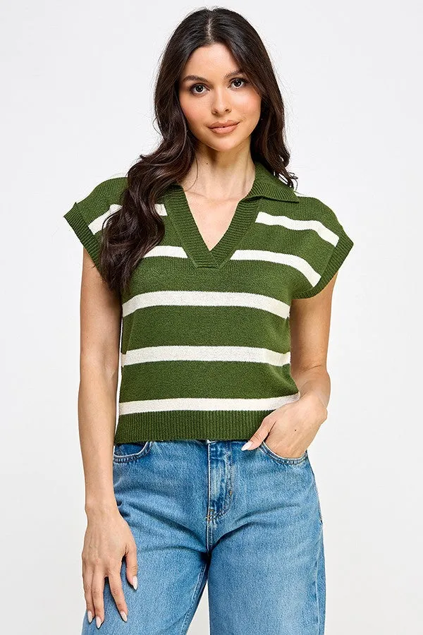 STRIPE COLLAR TOP