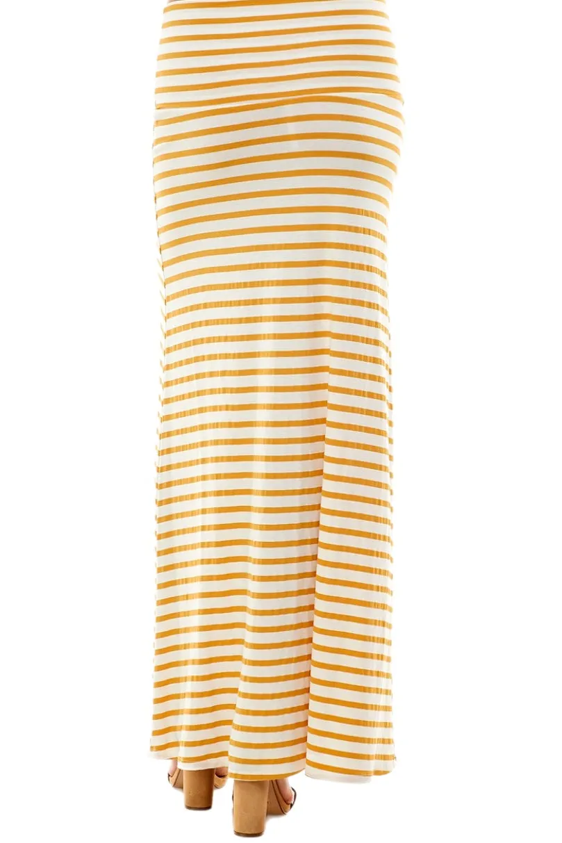 Striped Maxi Skirt Style 9001 in Mustard