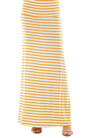 Striped Maxi Skirt Style 9001 in Mustard