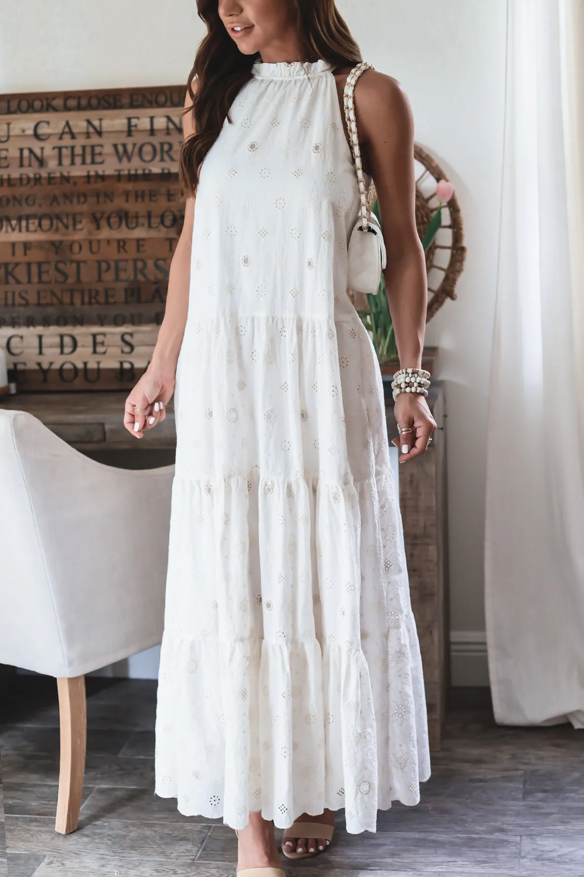 The Alexa Eyelet Maxi Dress