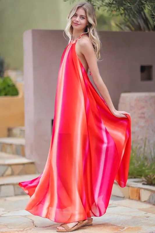 Tie Dye Halter Maxi Dress