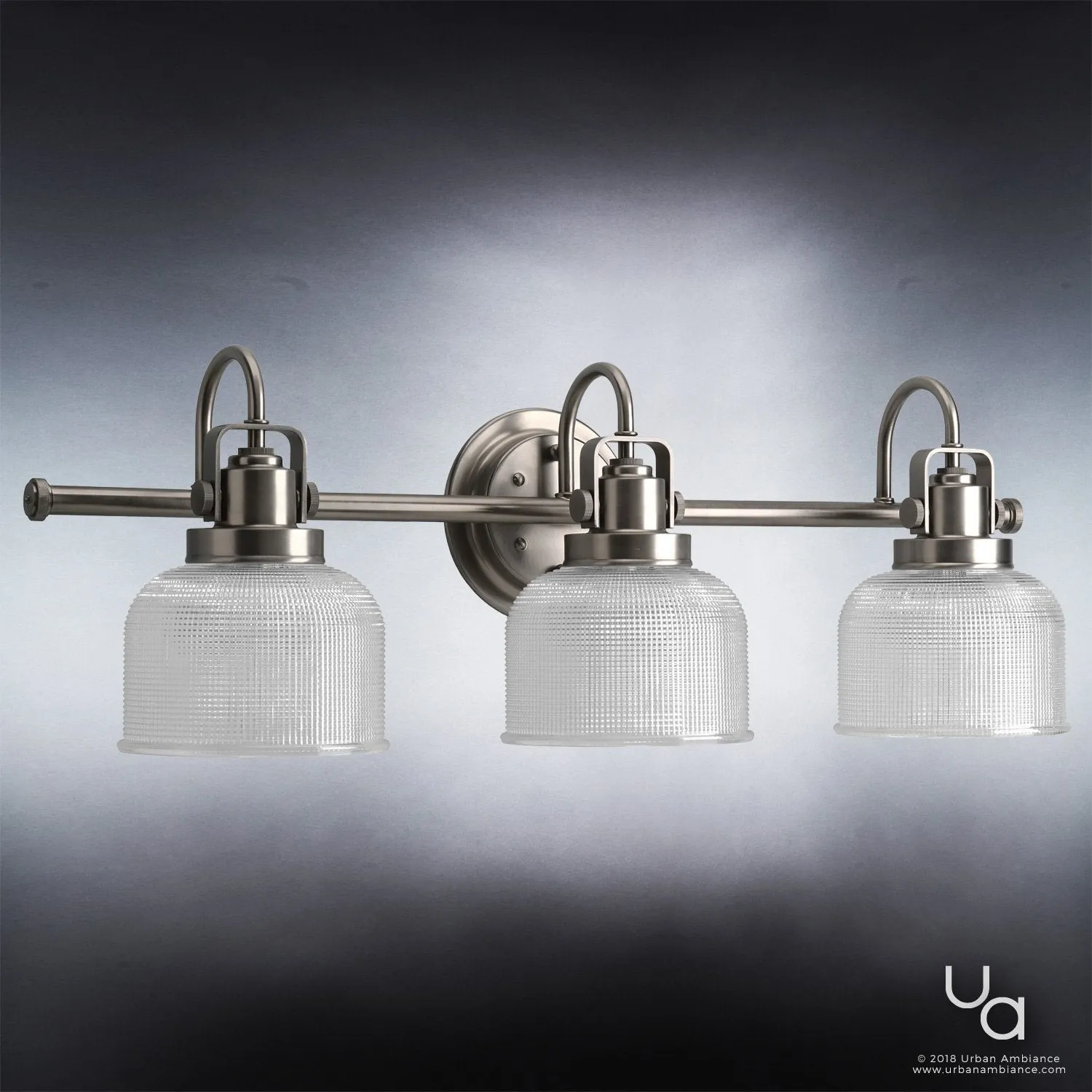 UHP2045 Luxe Industrial Bath Fixture, 8-3/4"H x 26-1/4"W, Aged Nickel Finish, Harlow Collection