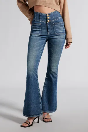 V-Shape High Waist Slim Flared Jeans