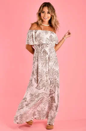 VGLD064 - GYPSY MAXI DRESS - PALM WHITE