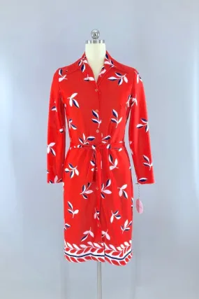 Vintage Lady Carol Red Leaf Dress