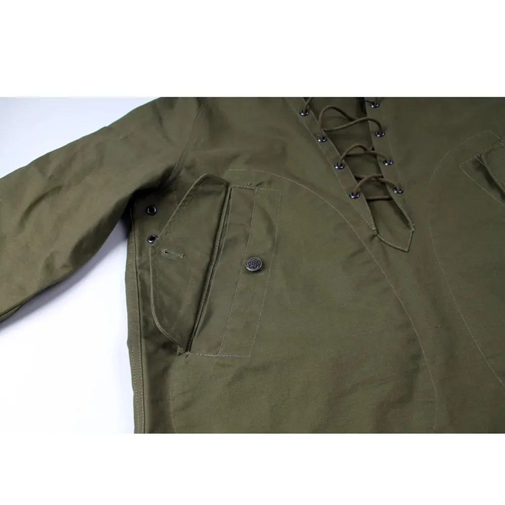 Vintage Military Hooded Jacket - Wet Weather Parka - Lace Up WW2 Uniform