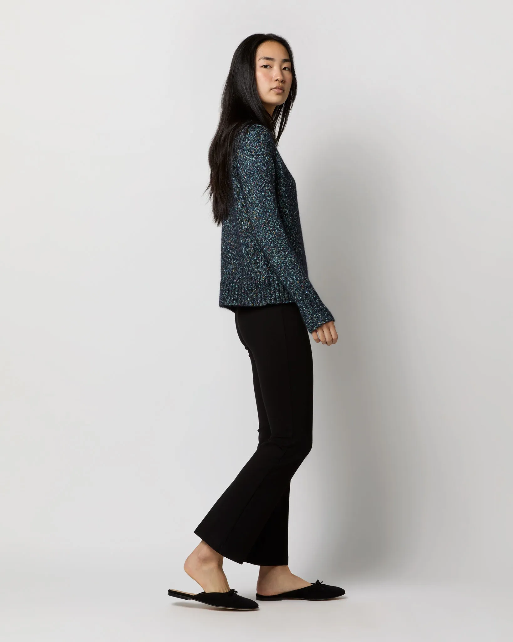 Vivie Sweater in Navy/Multi Cotton/Alpaca Tweed