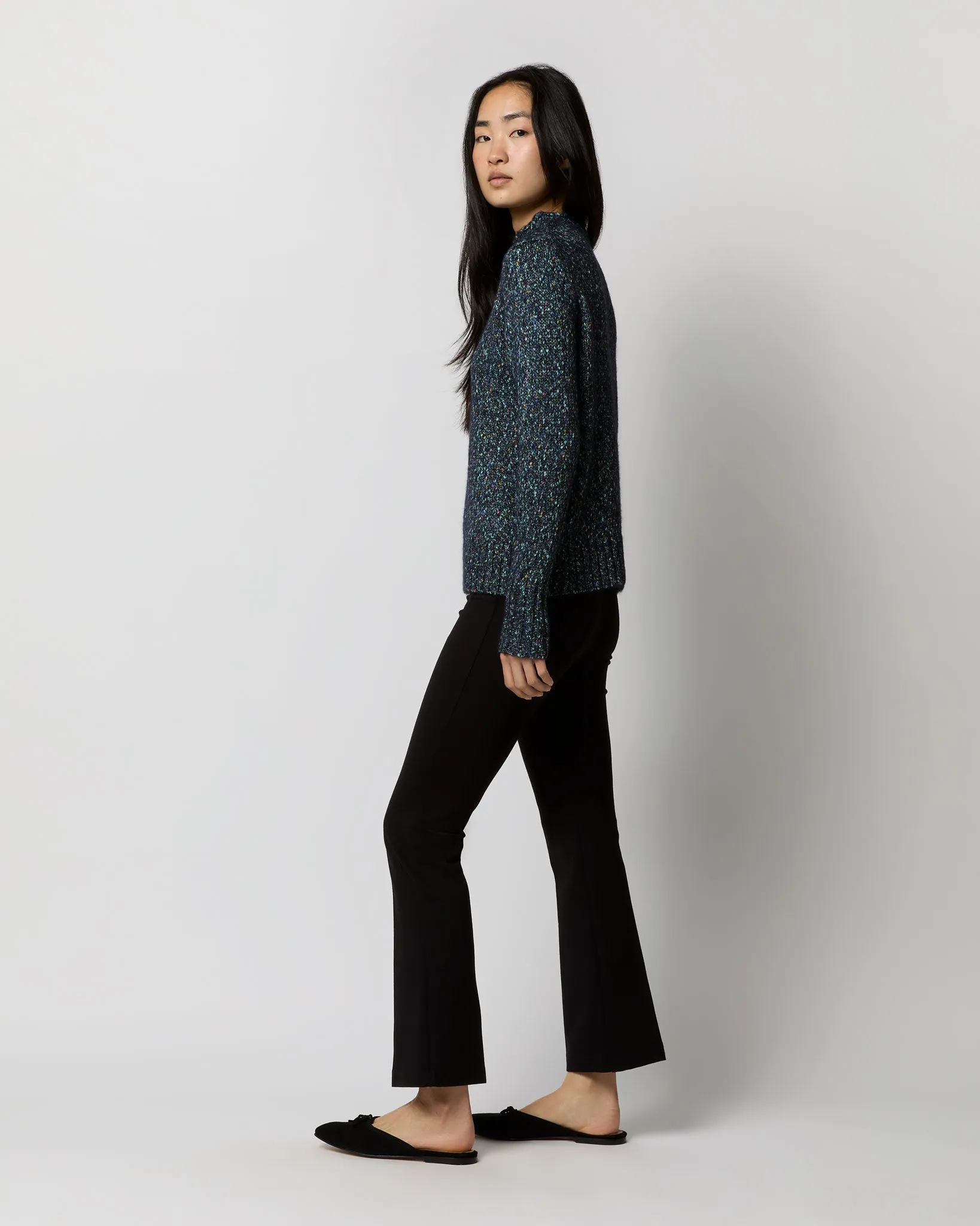 Vivie Sweater in Navy/Multi Cotton/Alpaca Tweed