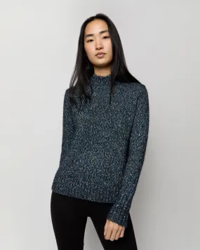 Vivie Sweater in Navy/Multi Cotton/Alpaca Tweed