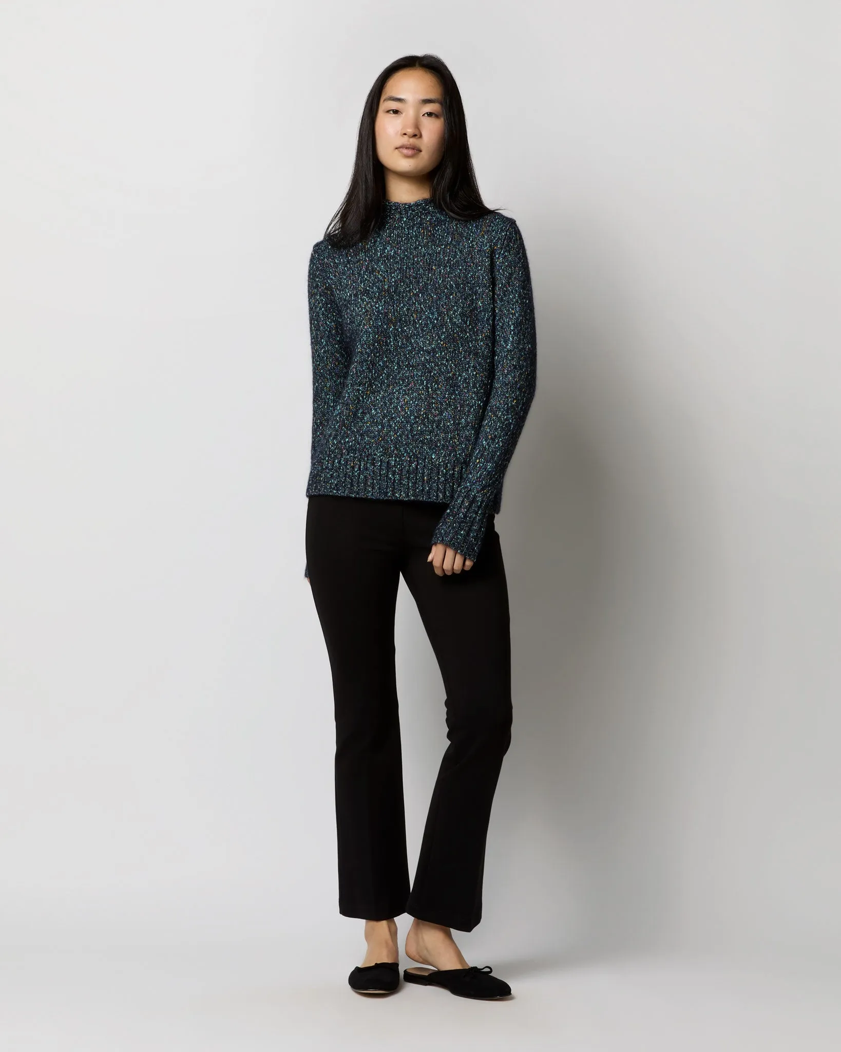 Vivie Sweater in Navy/Multi Cotton/Alpaca Tweed