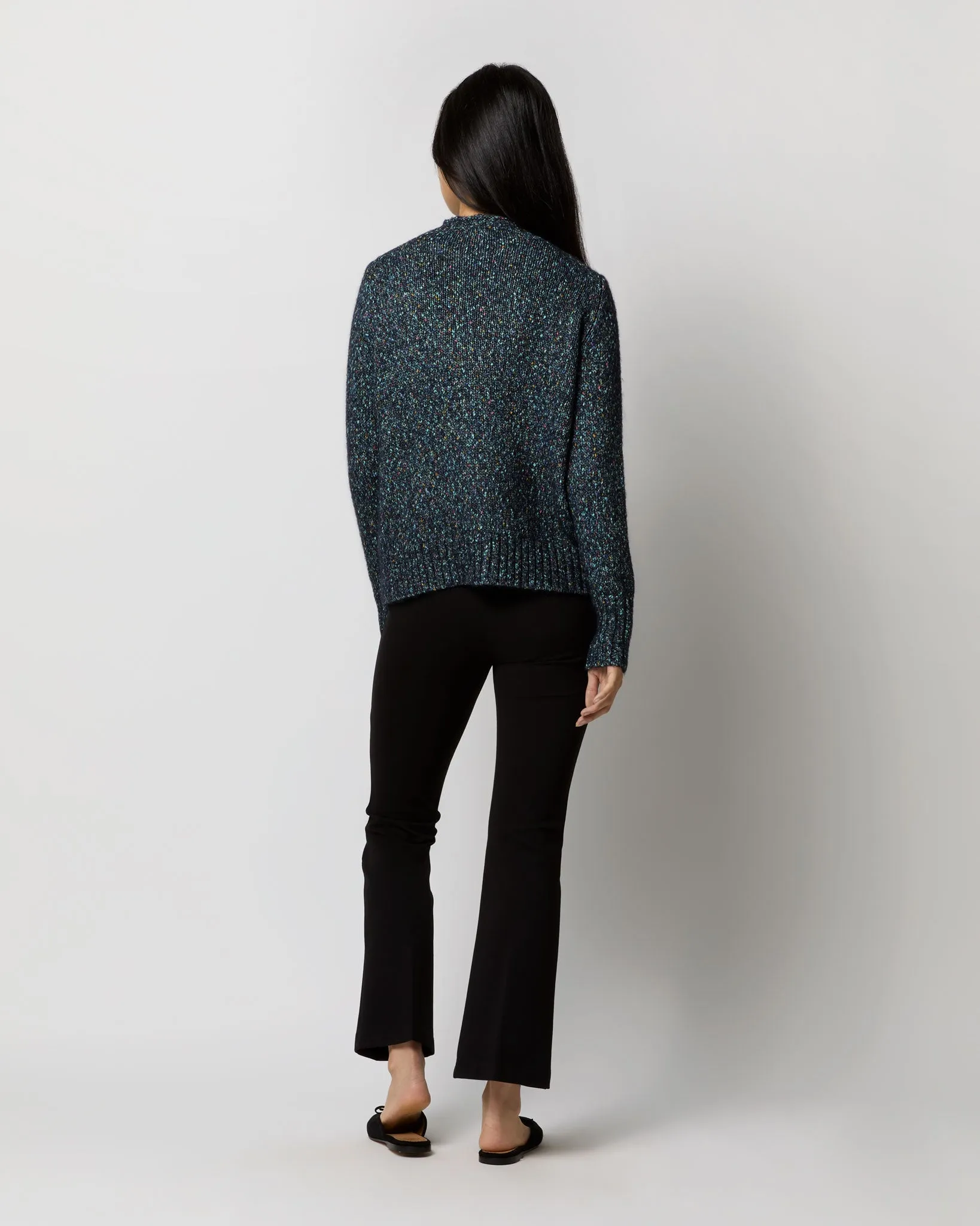 Vivie Sweater in Navy/Multi Cotton/Alpaca Tweed