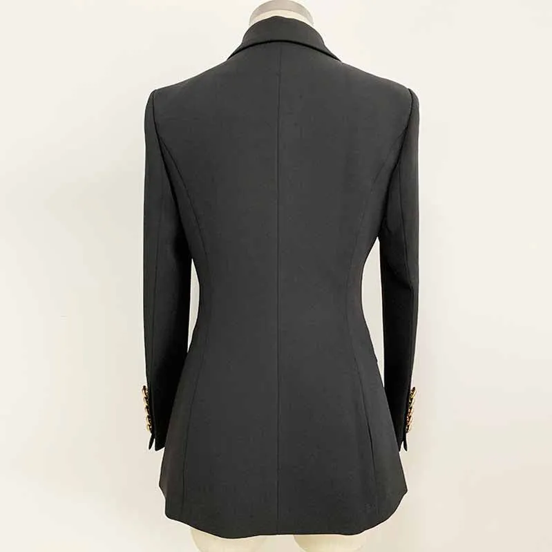 White Collar Blazer Black Jacket Womens Black Coat with One Button Outerwear