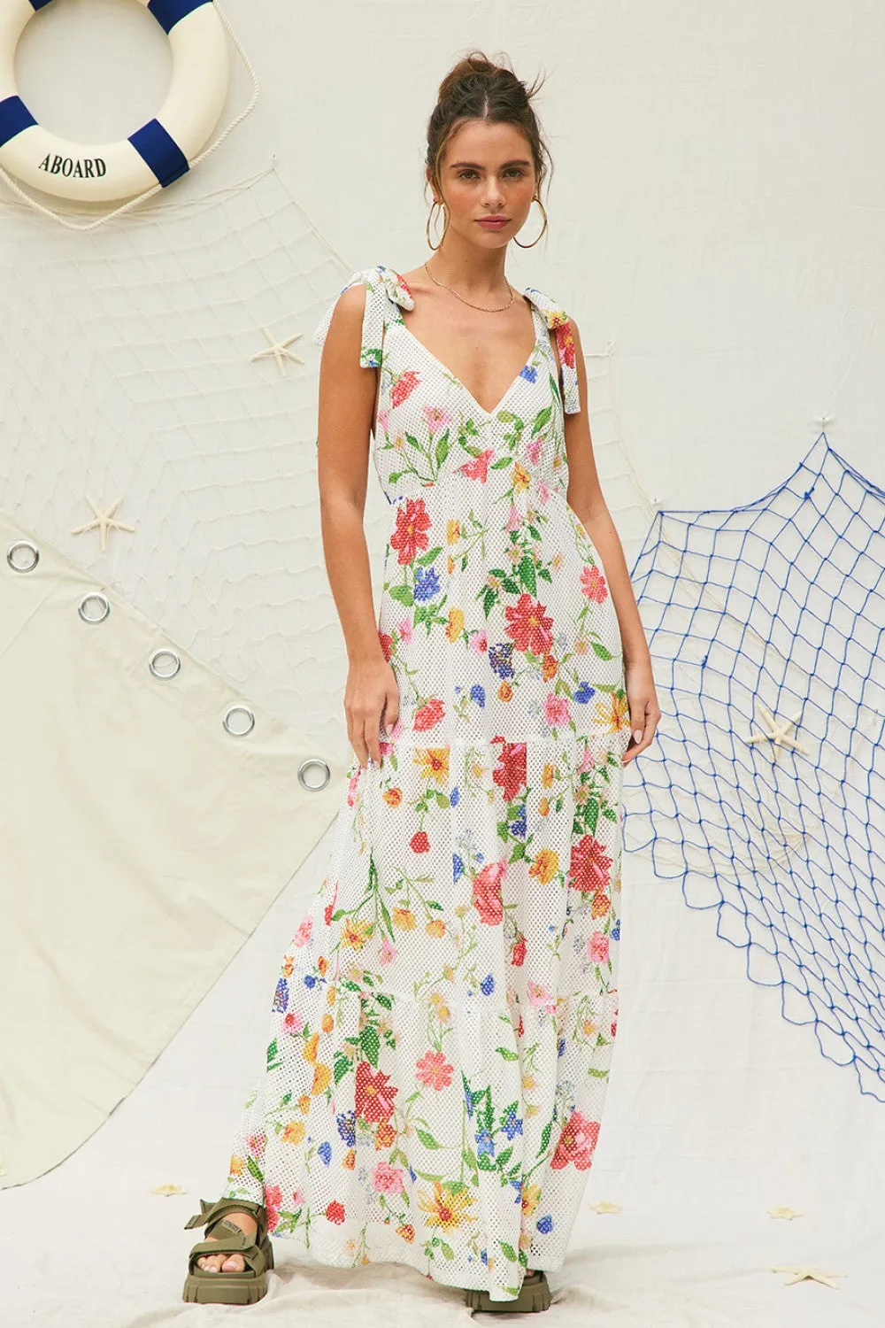 White Floral Maxi Dress