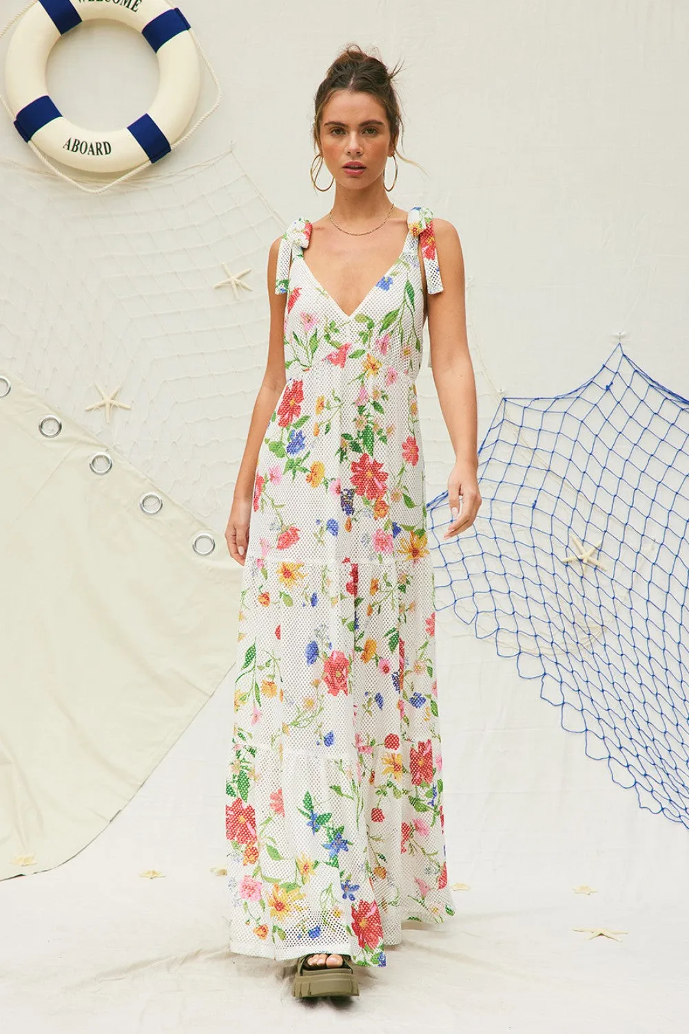 White Floral Maxi Dress