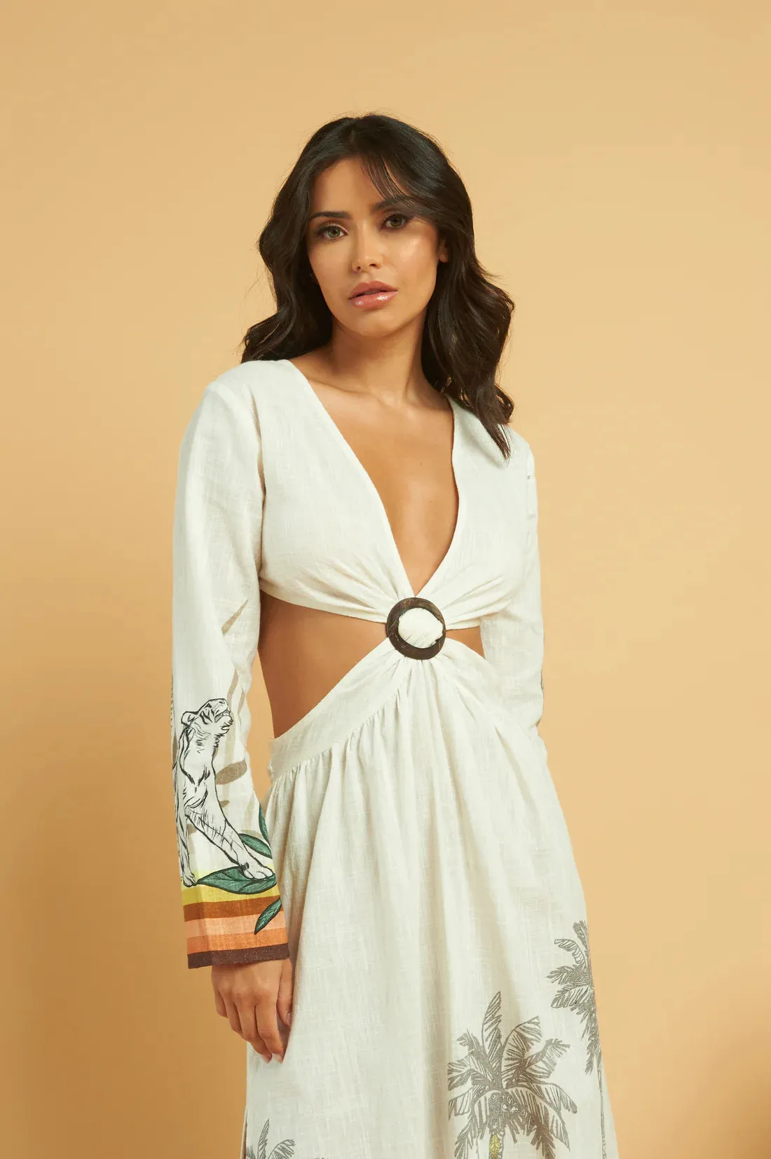 White Print Maxi Dress