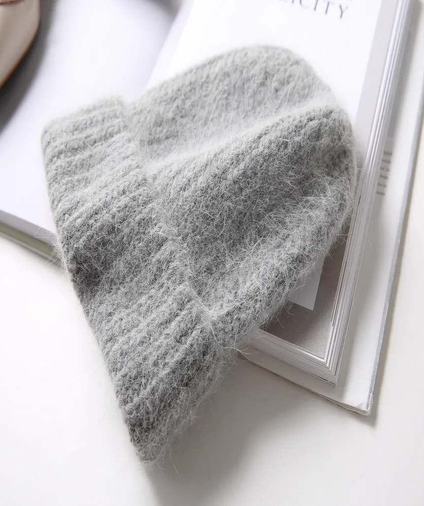 Winter Beanie Hats for Women Men Knitted Hat Angora Wool