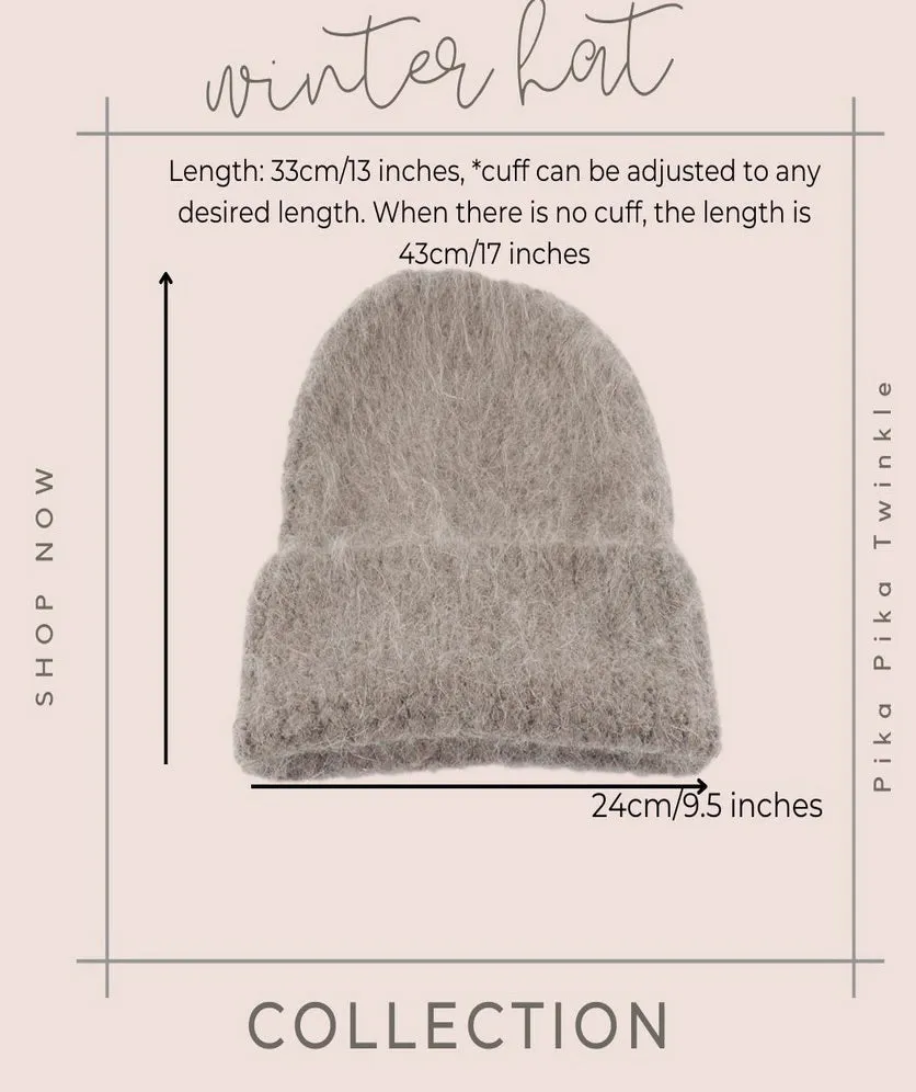 Winter Beanie Hats for Women Men Knitted Hat Angora Wool