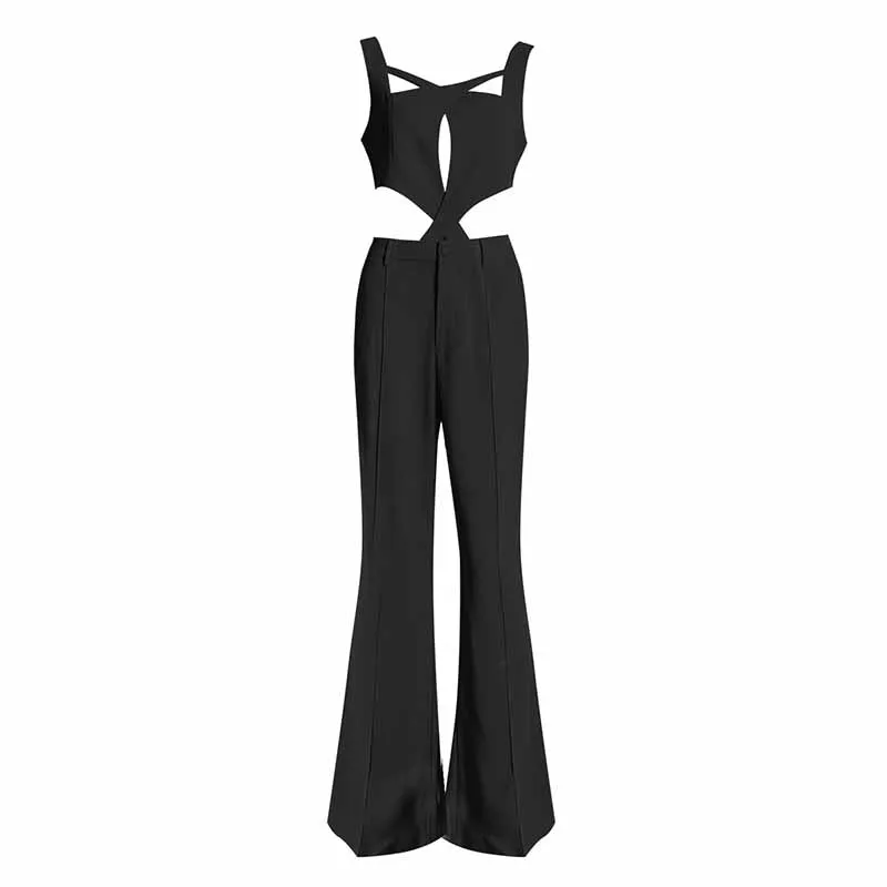 Women 3 Piece Flared Pants Set Fashion Pant Suit In Black, Rose Color